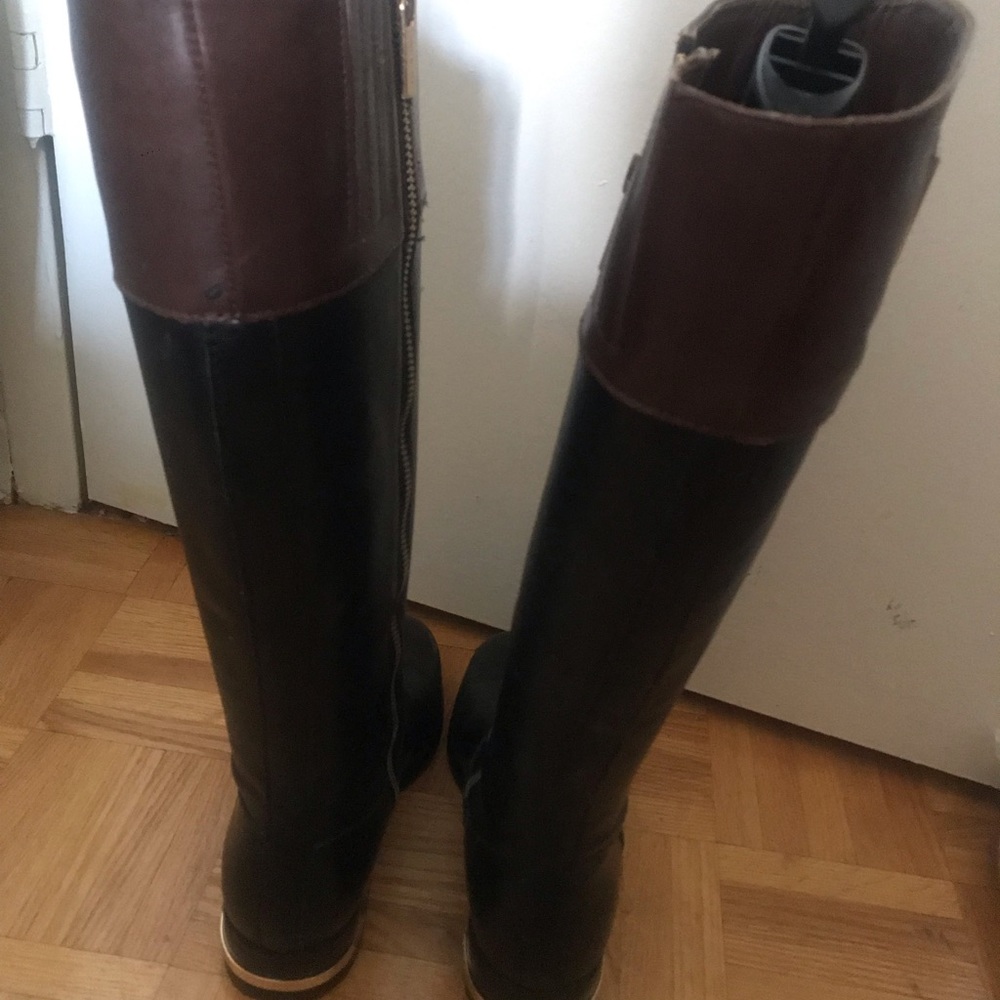 Michael Kors Hayley Black Brown Flat Riding Boots - Size 5 / 35 M - Picture 6 of 12